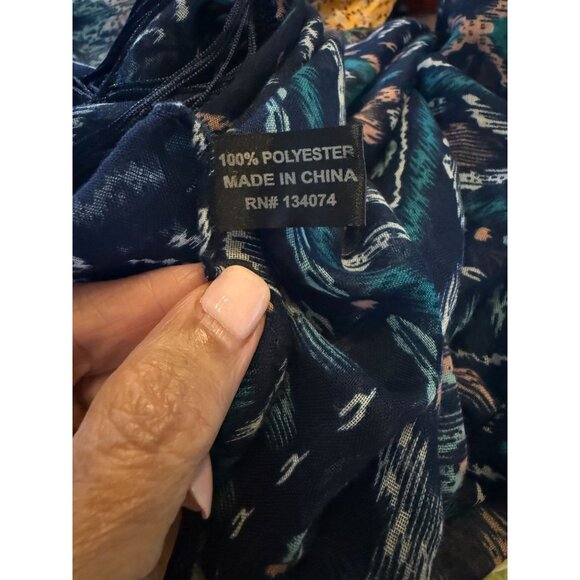 Womens Abstract Tribal Print Kimono Cardigan Wrap With Fringe Boho Fairy Y2K - Picture 4 of 7